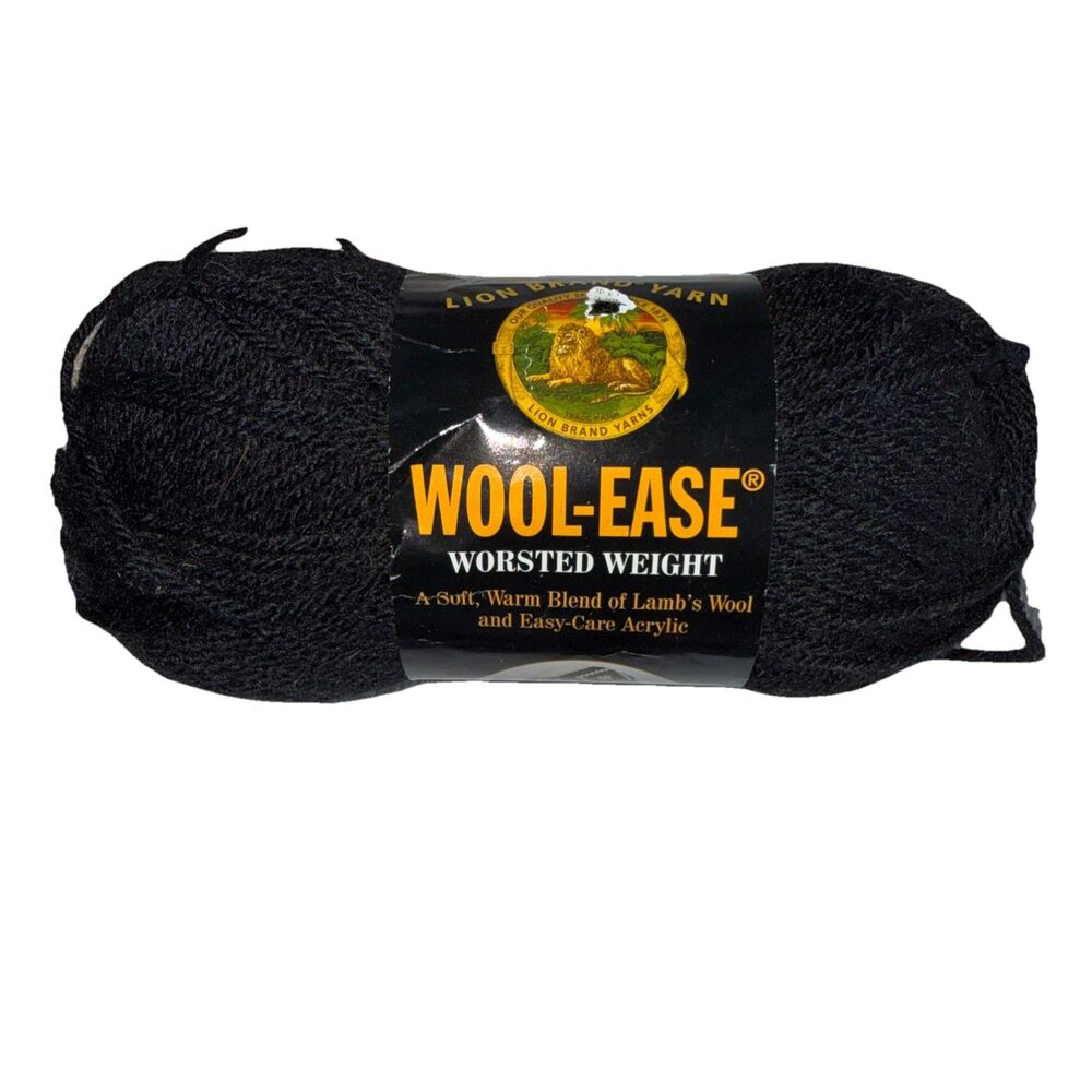 Lion Brand Wool-Ease Black 153 3oz. Acrylic & Wool Worsted Weight 1 Skein